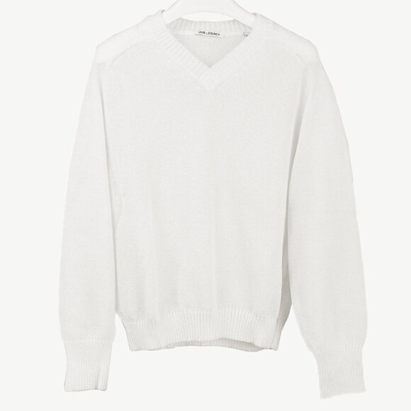 Our Legacy White Transparent Bubble Knit V-Neck Raglan Sweater - Picture 2 of 10